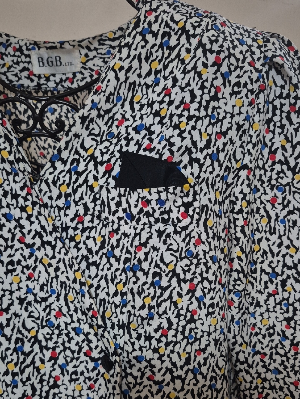 80s Bgb Multicolor Patterned Dresa View 5